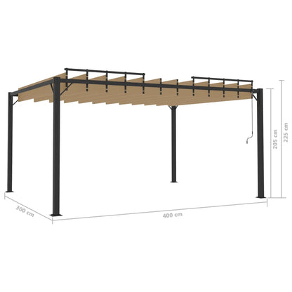 Prieel Met Lamellendak Stof En Aluminium 3 x 4 m Taupe