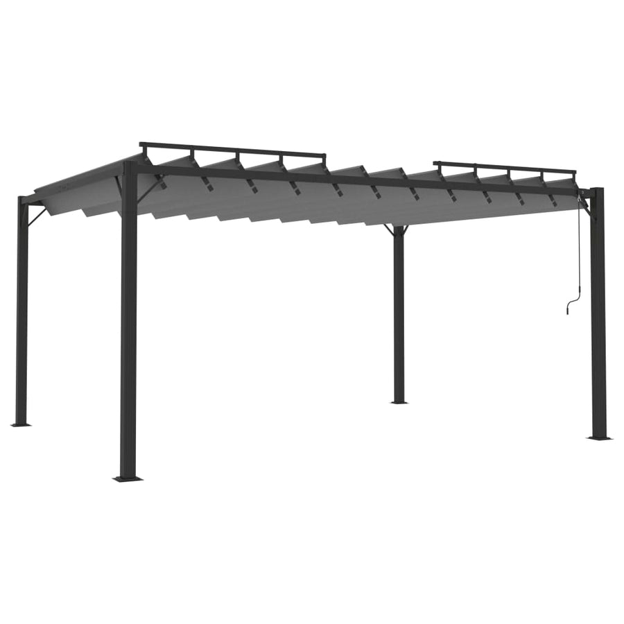 Prieel Met Lamellendak Stof En Aluminium Kleurig 3 x 4 m Antraciet