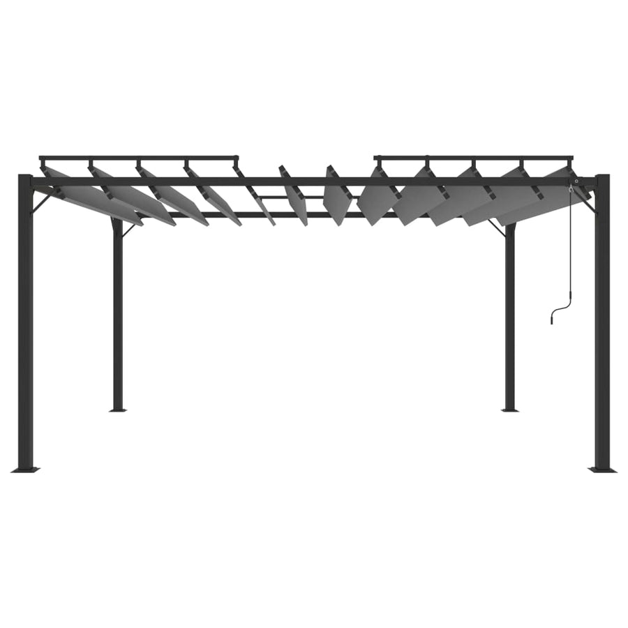 Prieel Met Lamellendak Stof En Aluminium Kleurig 3 x 4 m Antraciet