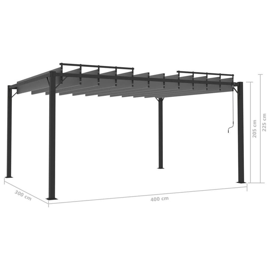 Prieel Met Lamellendak Stof En Aluminium Kleurig 3 x 4 m Antraciet