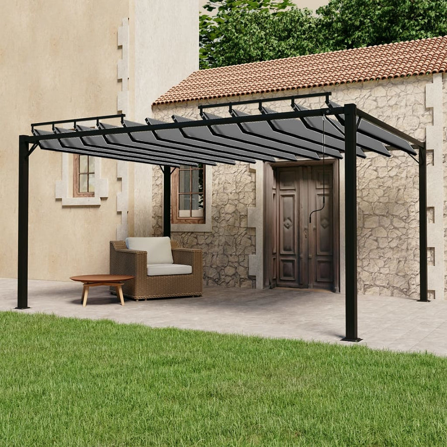 Prieel Met Lamellendak Stof En Aluminium Kleurig 3 x 4 m Antraciet