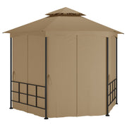 Prieel met zijwanden 3,1x2,7 m taupe