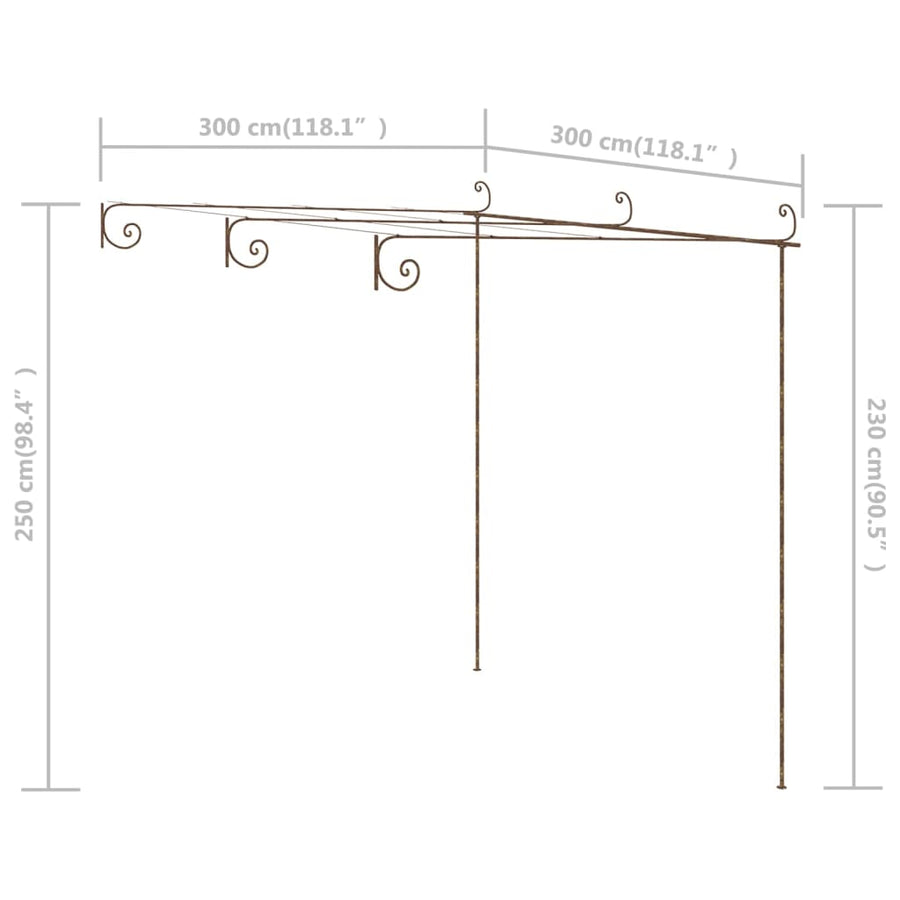 Tuinpergola 3X3X2,5 M Ijzer Antiekbruin