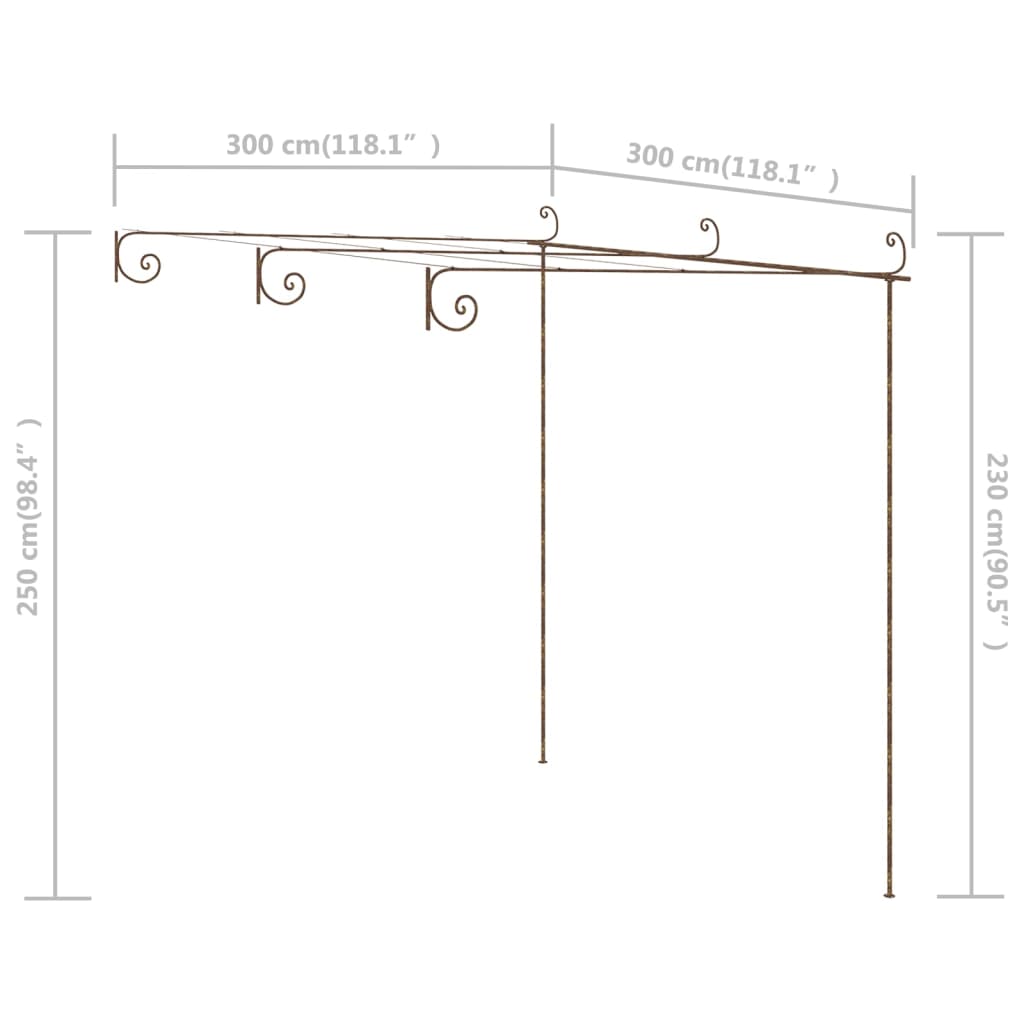 Tuinpergola 3X3X2,5 M Ijzer Antiekbruin 3 x 3 x 2.5 m