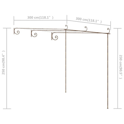 Tuinpergola 3X3X2,5 M Ijzer Antiekbruin 3 x 3 x 2.5 m