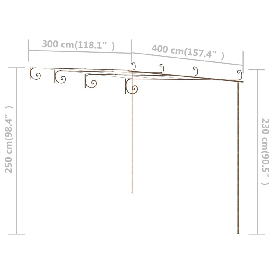 Tuinpergola 4X3X2,5 M Ijzer Antiekbruin 4 x 3x 2.5 m