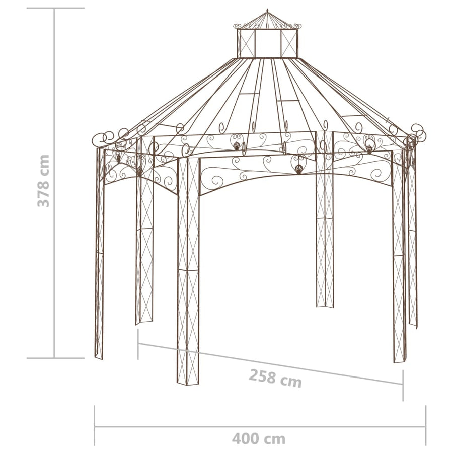 Tuinpaviljoen 400X258X378 Cm Ijzer Antiekbruin 400 x 258 x 378 cm