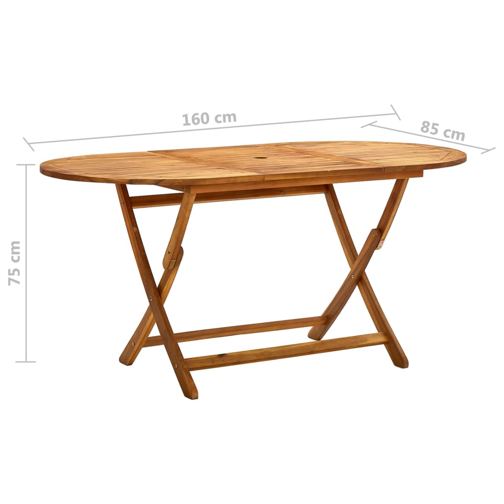 Tuintafel Inklapbaar Massief Acaciahout 160 x 85 x 75 cm
