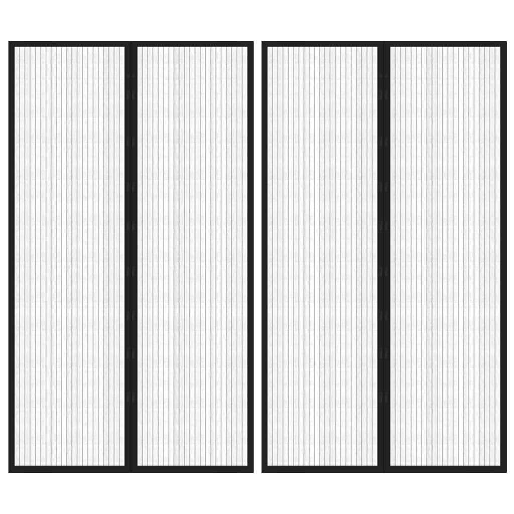 Insectendeurgordijnen 2 St Magnetisch 200X80 Cm Zwart 200 x 80 cm