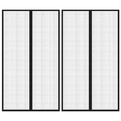 Insectendeurgordijnen 2 St Magnetisch 200X80 Cm Zwart 200 x 80 cm