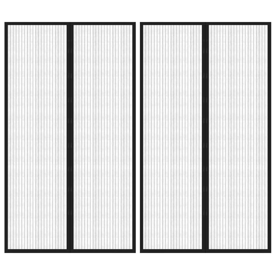 Insectendeurgordijnen 2 St Magnetisch 200X80 Cm Zwart 200 x 80 cm