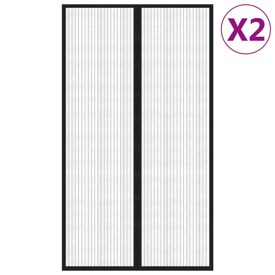Insectendeurgordijnen 2 St Magnetisch 200X80 Cm Zwart 200 x 80 cm