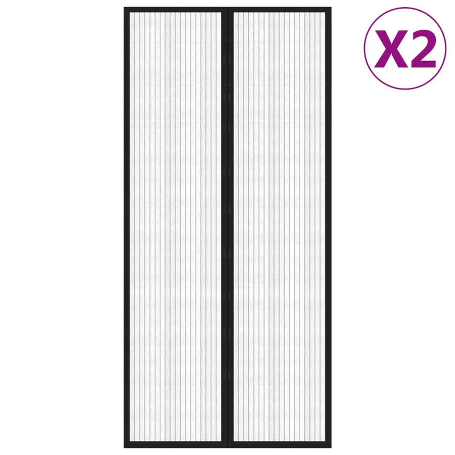Insectendeurgordijnen 2 St Magnetisch 220X110 Cm Zwart 220 x 110 cm
