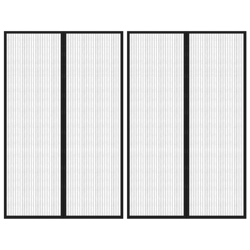 Insectendeurgordijnen 2 St Magnetisch 220X130 Cm Zwart 220 x 130 cm