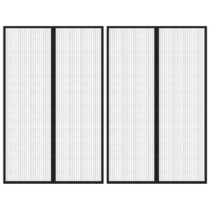 Insectendeurgordijnen 2 St Magnetisch 220X130 Cm Zwart 220 x 130 cm