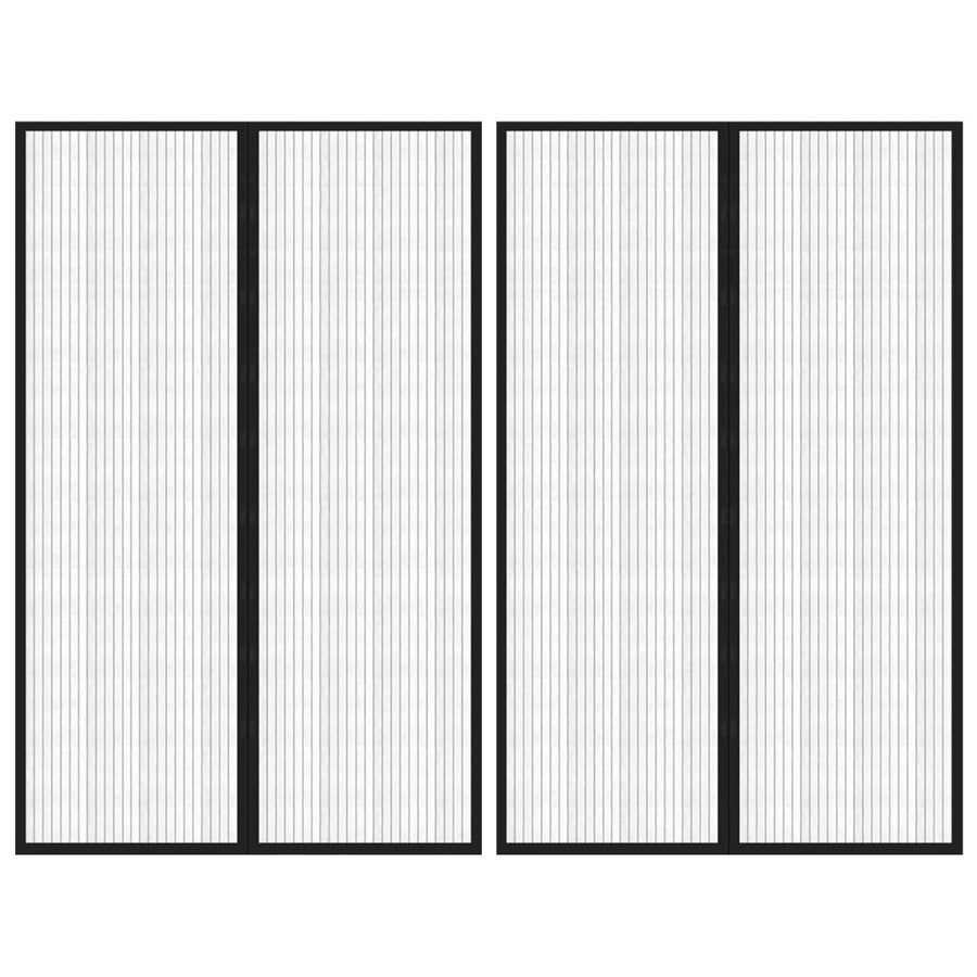 Insectendeurgordijnen 2 St Magnetisch 220X130 Cm Zwart 220 x 130 cm