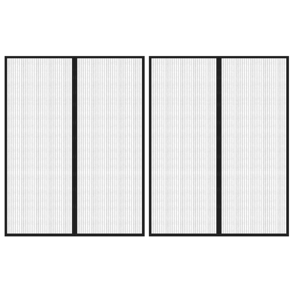 Insectendeurgordijnen 2 St Magnetisch 230X160 Cm Zwart 230 x 160 cm