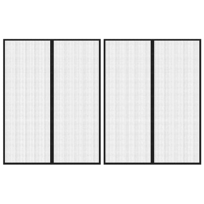 Insectendeurgordijnen 2 St Magnetisch 230X160 Cm Zwart 230 x 160 cm