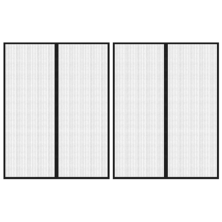Insectendeurgordijnen 2 St Magnetisch 230X160 Cm Zwart 230 x 160 cm