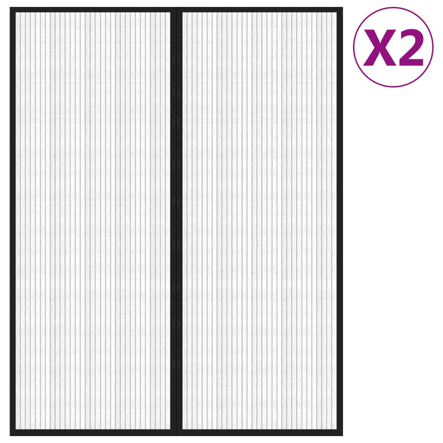 Insectendeurgordijnen 2 St Magnetisch 230X160 Cm Zwart 230 x 160 cm