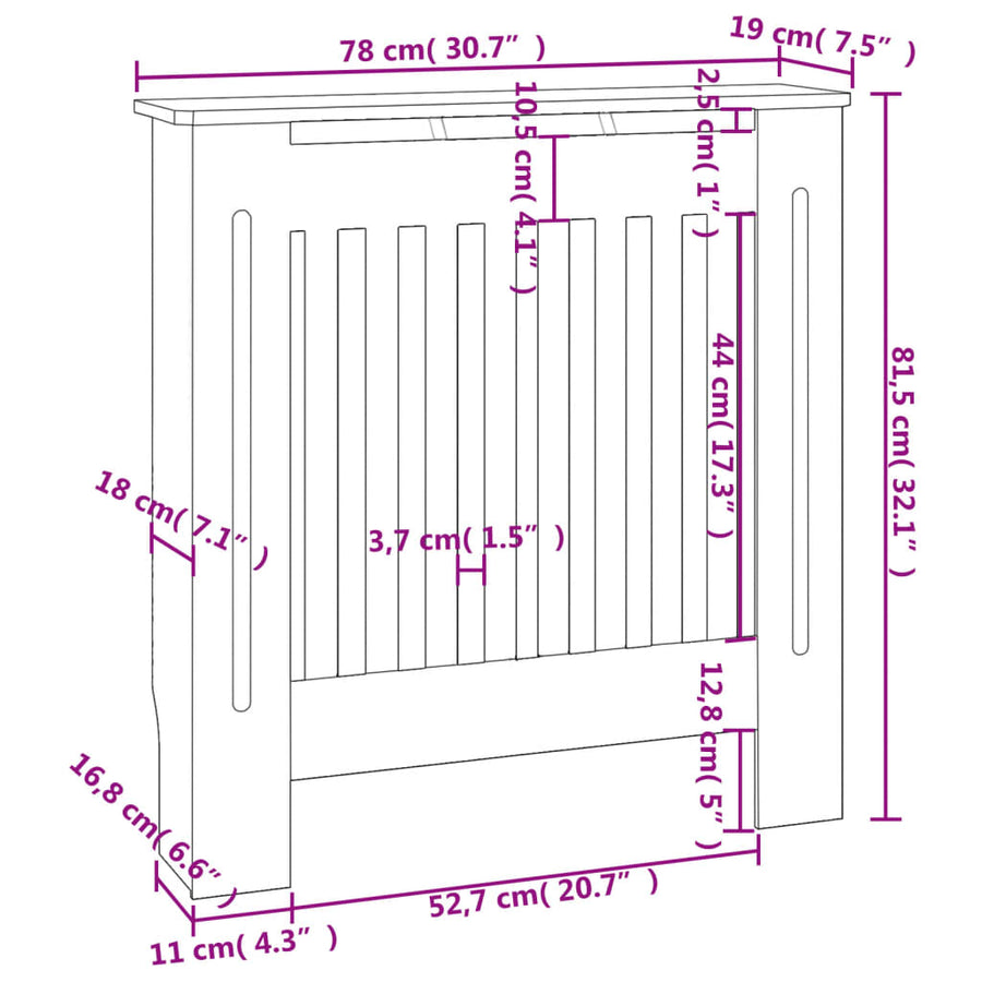 Radiatorombouw 78 Cm Mdf 1 78 x 19 x 81.5 cm Wit