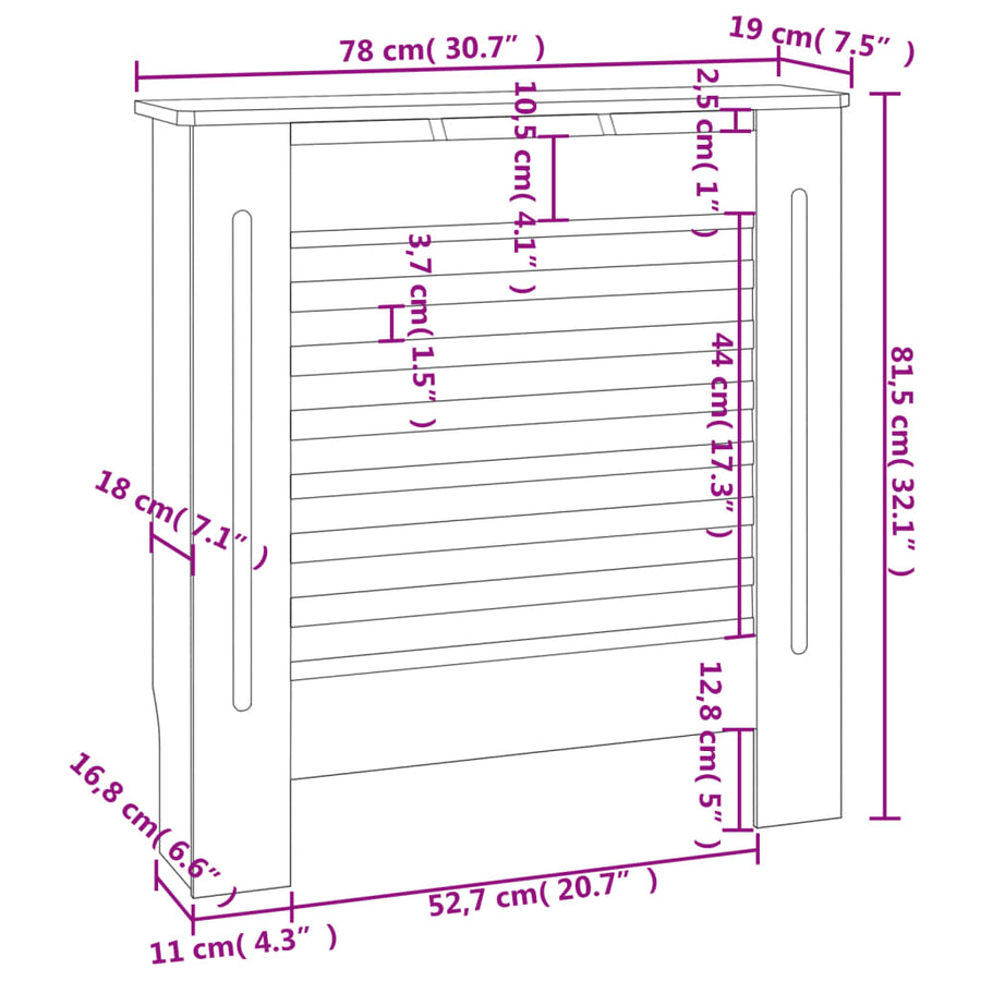 Radiatorombouw 78 Cm Mdf 1 78 x 19 x 81.5 cm Grijs