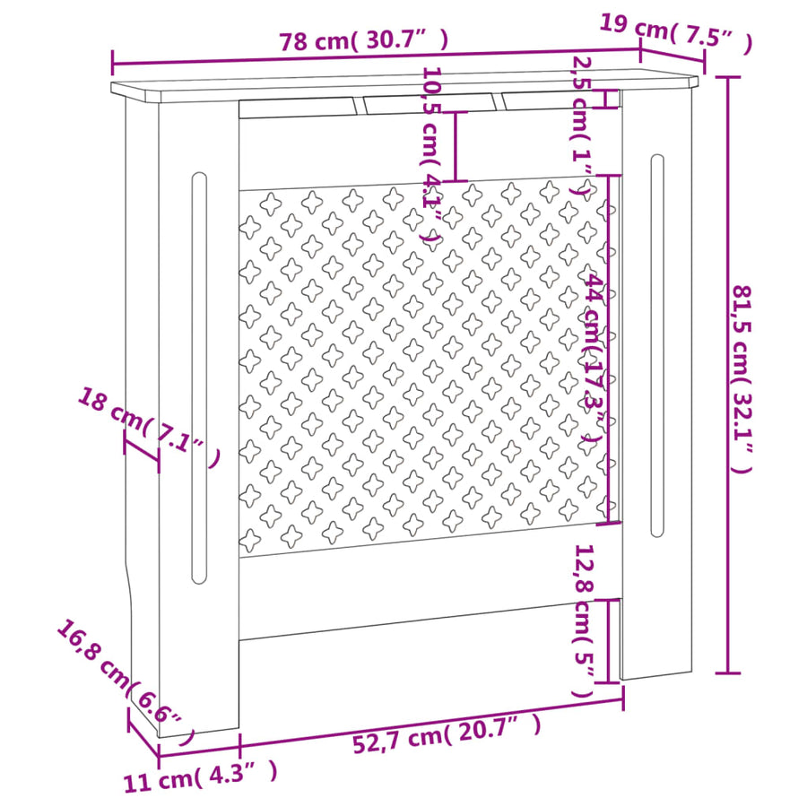 Radiatorombouw 78 Cm Mdf 1 78 x 19 x 81.5 cm Bruin
