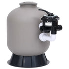 Swimming pool sand filter with side-mounted 6-position valve grey