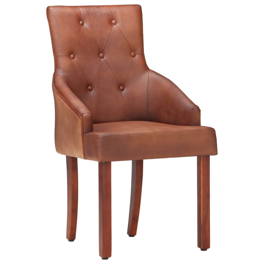 Eetkamerstoelen 4 st echt geitenleer bruin