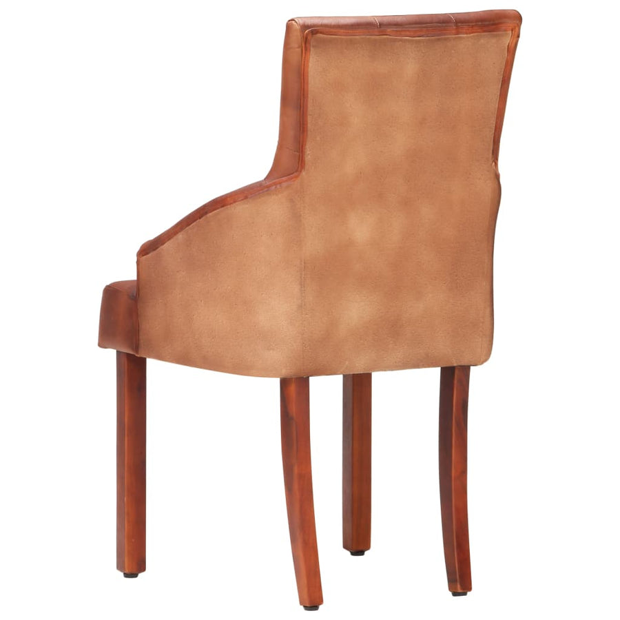 Eetkamerstoelen 4 st echt geitenleer bruin