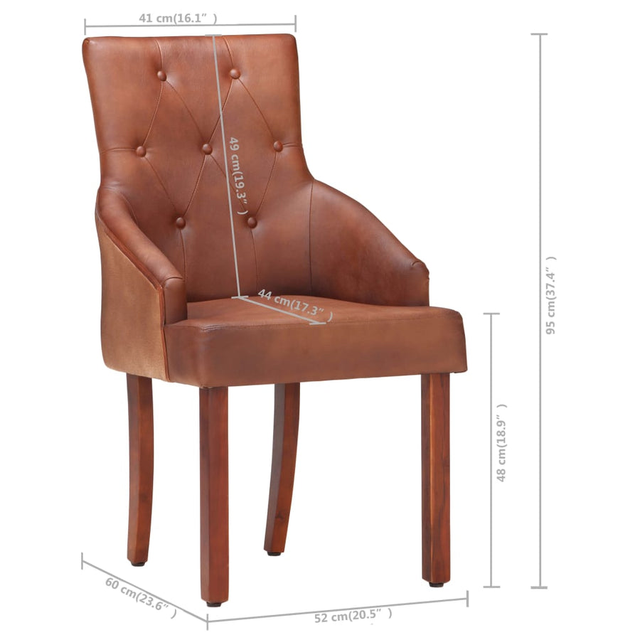 Eetkamerstoelen 4 st echt geitenleer bruin