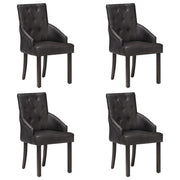 Eetkamerstoelen 4 st geitenleer zwart massief mangohout