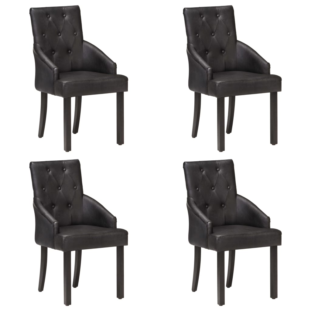 Eetkamerstoelen 4 St Echt Geitenleer Zwart