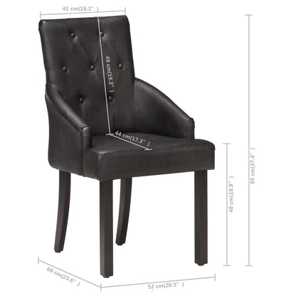 Eetkamerstoelen 4 St Echt Geitenleer Zwart