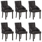 Eetkamerstoelen 6 st zwart geitenleer mangohout