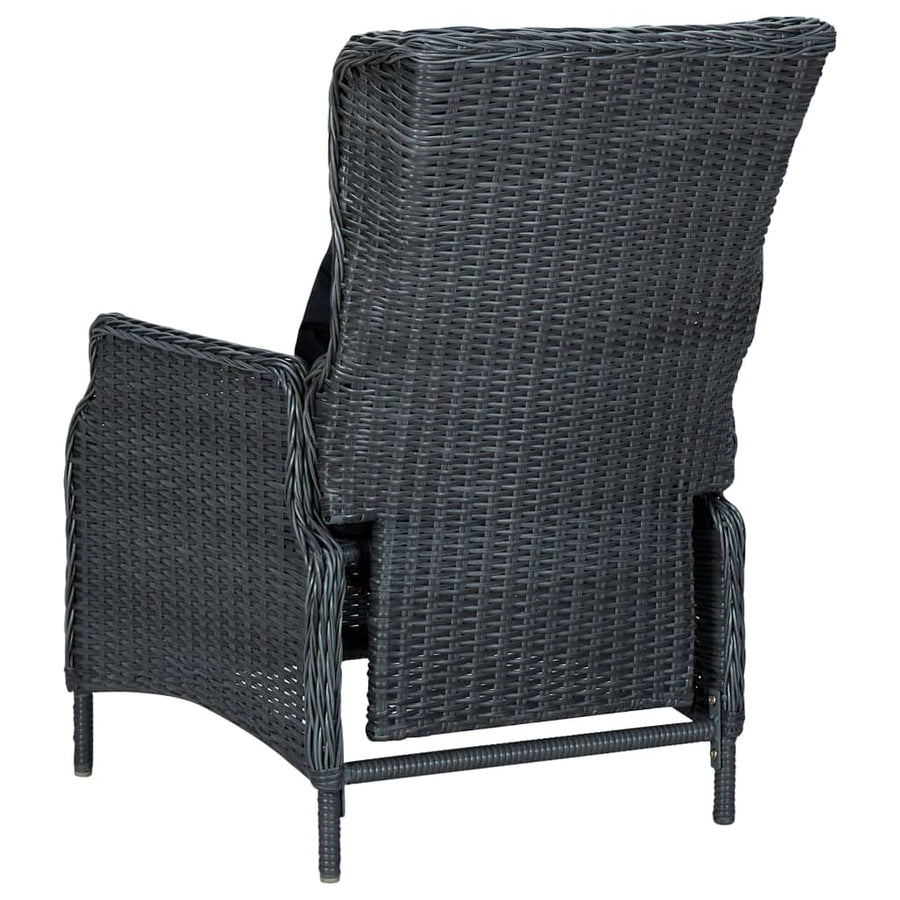 Tuinstoel Verstelbaar Met Kussens Poly Rattan Donkergrijs