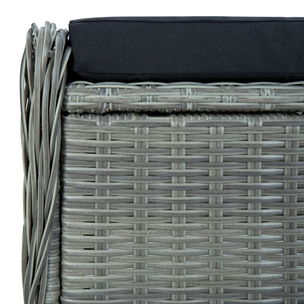 Tuinstoel Verstelbaar Met Voetenbankje Poly Rattan Lichtgrijs light grey and black