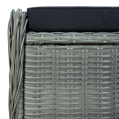 Tuinstoel Verstelbaar Met Voetenbankje Poly Rattan Lichtgrijs light grey and black