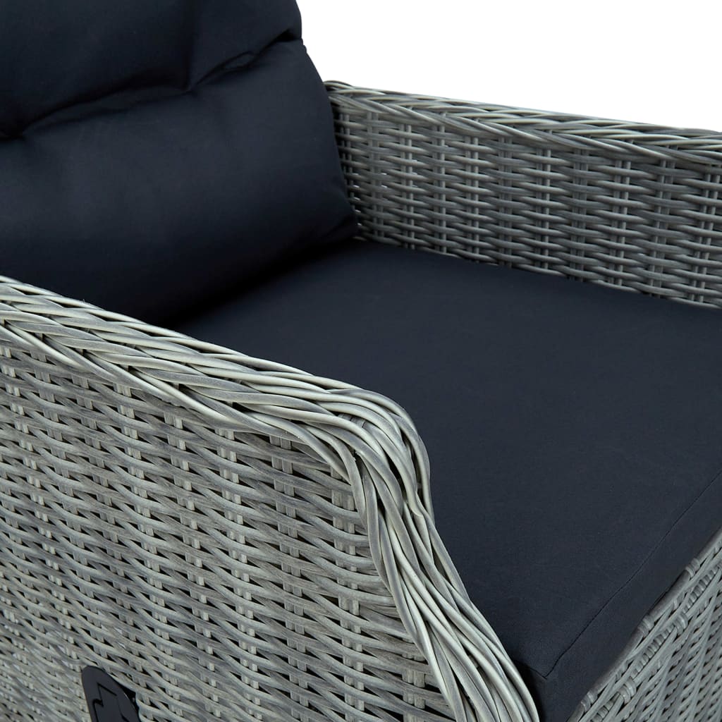 Tuinstoel Verstelbaar Met Voetenbankje Poly Rattan Lichtgrijs light grey and black