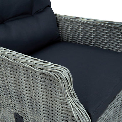Tuinstoel Verstelbaar Met Voetenbankje Poly Rattan Lichtgrijs light grey and black