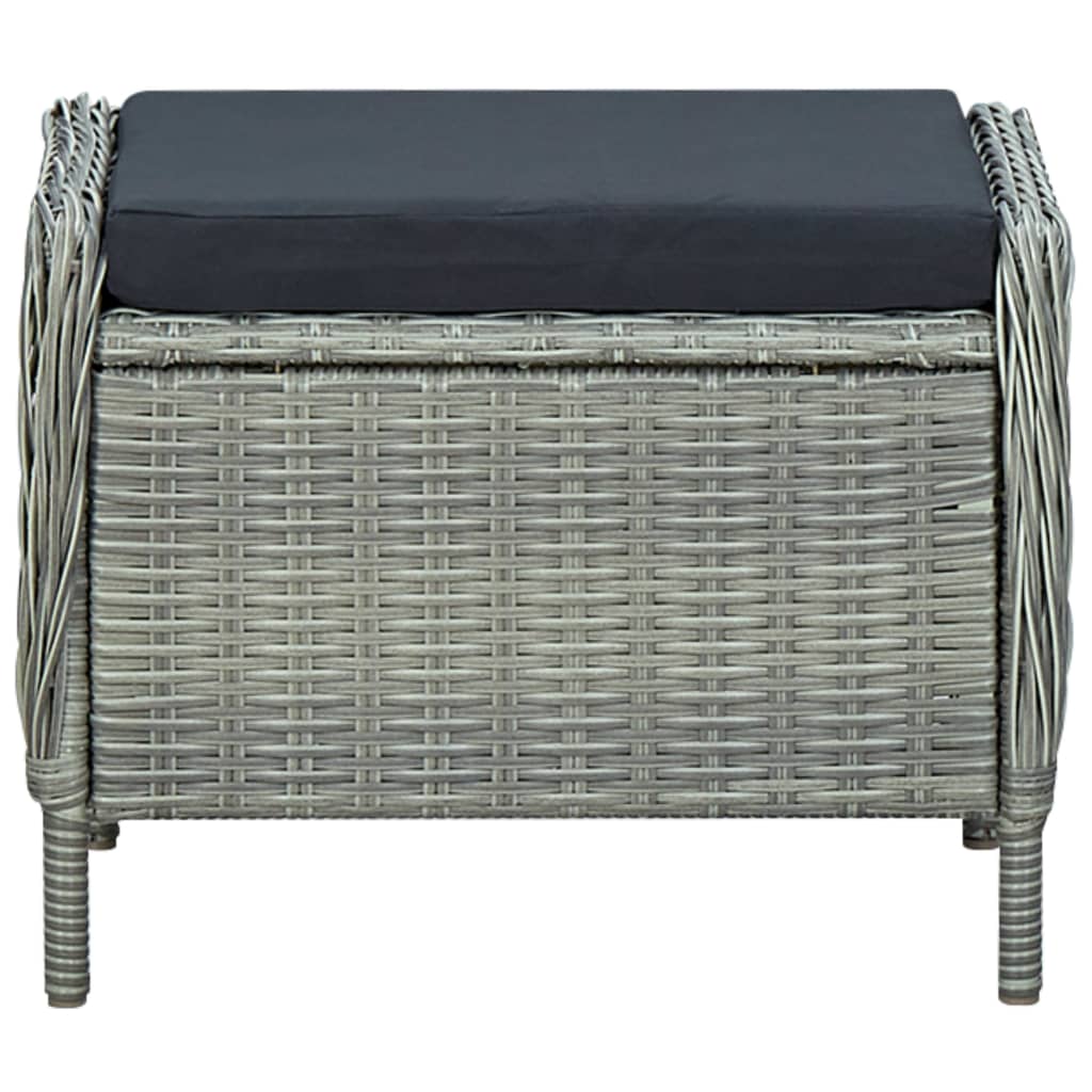 Tuinstoel Verstelbaar Met Voetenbankje Poly Rattan Lichtgrijs light grey and black