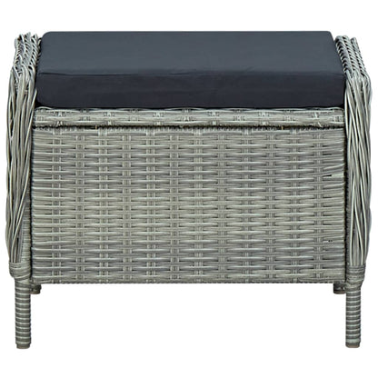 Tuinstoel Verstelbaar Met Voetenbankje Poly Rattan Lichtgrijs light grey and black
