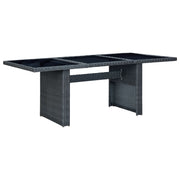 Tuintafel 200x100x74 cm poly rattan gehard glas donkergrijs