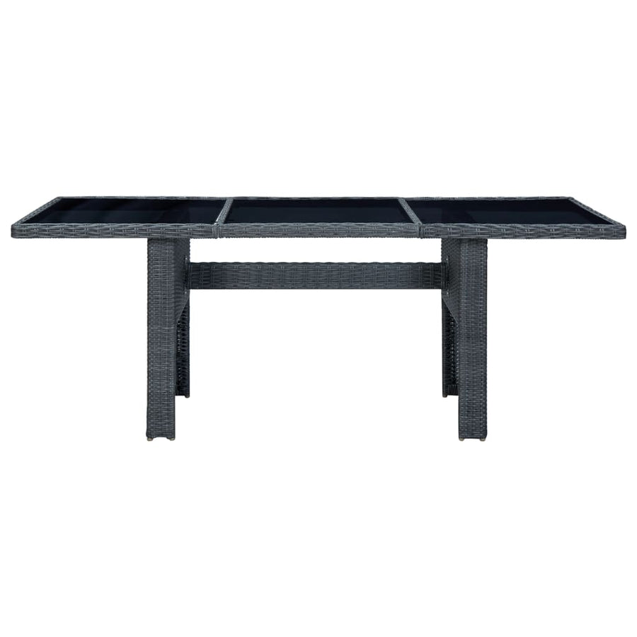 Tuintafel Poly Rattan En Gehard Glas Donkergrijs en zwart