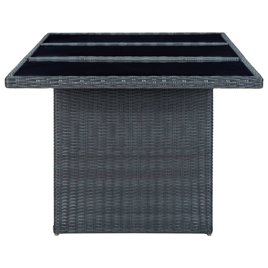 Tuintafel Poly Rattan En Gehard Glas Donkergrijs en zwart