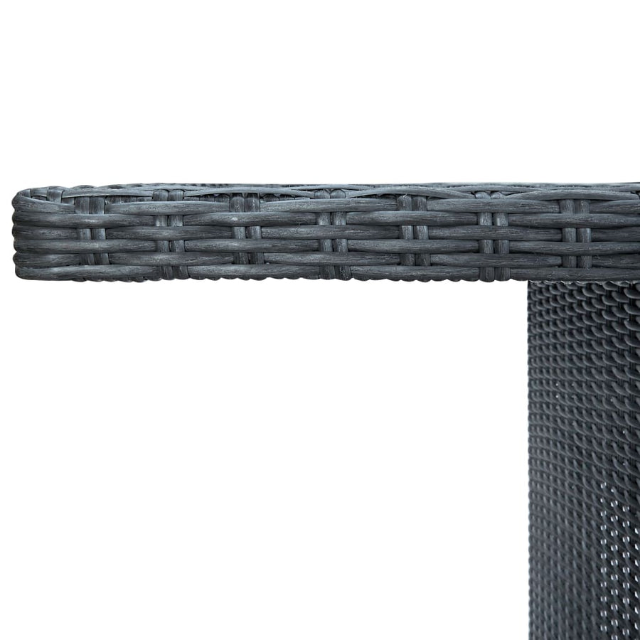 Tuintafel Poly Rattan En Gehard Glas Donkergrijs en zwart