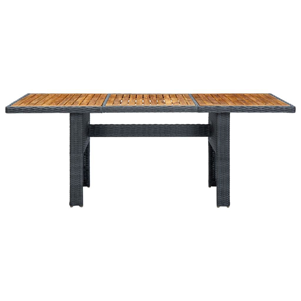 Tuintafel Poly Rattan En Massief Acaciahout Donkergrijs en bruin