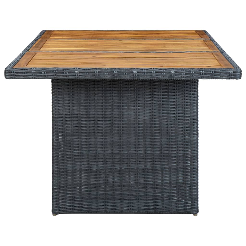 Tuintafel Poly Rattan En Massief Acaciahout Donkergrijs en bruin