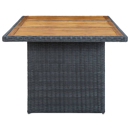 Tuintafel Poly Rattan En Massief Acaciahout Donkergrijs en bruin