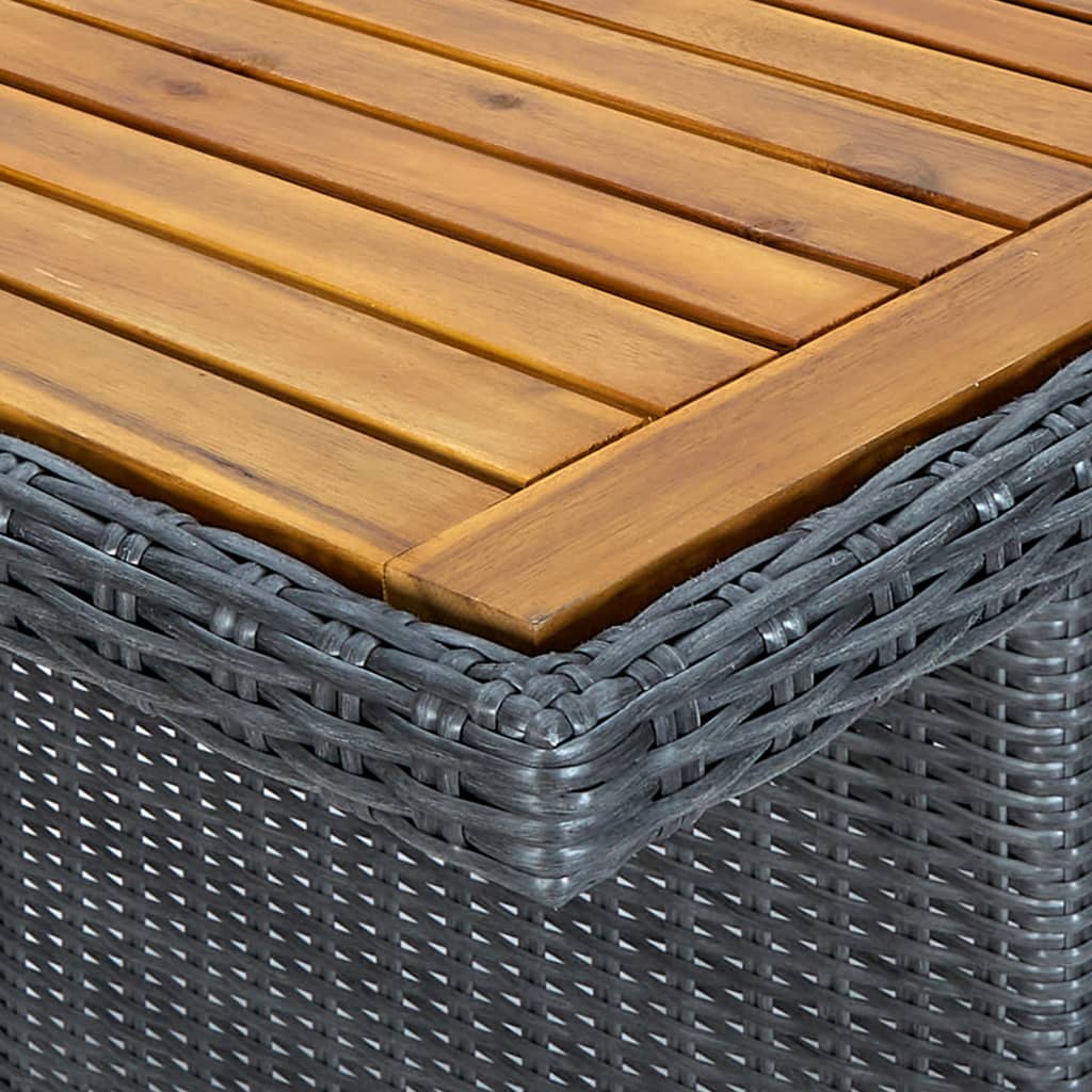 Tuintafel Poly Rattan En Massief Acaciahout Donkergrijs en bruin